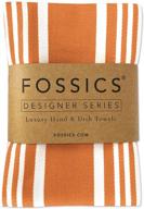 🌟 fossics oversized designer hand and kitchen dish towels - set of 6, responsibly-farmed 100% cotton, thick & luxurious cloth, apricot stripe, 20 x 30 inches logo