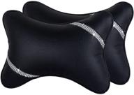 eing 2pcs car headrest support neck pillow: bling bling diamonds, auto head relax travel pad cushion in black logo