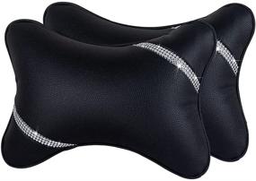img 4 attached to EING 2PCS Car Headrest Support Neck Pillow: Bling Bling Diamonds, Auto Head Relax Travel Pad Cushion in Black