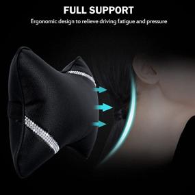 img 1 attached to EING 2PCS Car Headrest Support Neck Pillow: Bling Bling Diamonds, Auto Head Relax Travel Pad Cushion in Black