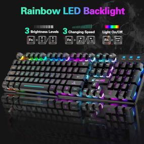 img 2 attached to 🎮 Rechargeable Wireless Gaming Keyboard and Mouse Combo with Rainbow LED Backlit, Mechanical Feel, Ergonomic Design, Waterproof and Dustproof, 4000mAh Battery, Silent Mice, Compatible with Computer Mac Gamer – 7 Color Backlit