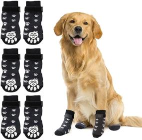 img 4 attached to 🐾 Rypet Anti Slip Dog Socks (3 Pairs) - Traction Grip Socks with Straps for Indoor Hardwood Floor, Pet Paw Protector for Small Medium Large Dogs