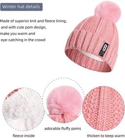 img 3 attached to 🧣 3-In-1 Pom Beanie Hat Scarf Gloves Set for Women and Girls - Warm, Thick Lining, Slouchy Design