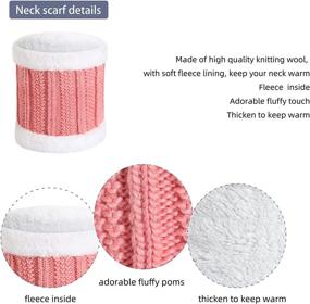 img 2 attached to 🧣 3-In-1 Pom Beanie Hat Scarf Gloves Set for Women and Girls - Warm, Thick Lining, Slouchy Design