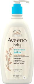 img 4 attached to Aveeno Baby Daily Moisture Body Lotion: Delicate Skin Care with Natural Colloidal Oatmeal, Hypoallergenic & Fragrance-Free - 18 fl. oz