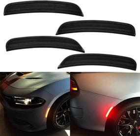 img 4 attached to 🚘 Smoked LED Side Marker Light Kit for Dodge Charger 2015-2020: Front & Rear Sequential Turn Signal Blinkers with Red LED Lens