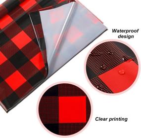 img 2 attached to Buffalo Plaid Table Cover - Plastic Rectangle Check Picnic Tablecloth, Checkered 🦌 Holiday Cottage Decorations for Christmas Party Favors Supplies, 51 x 71 Inch (Chic Style)