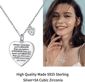 img 2 attached to 🎁 FLYOW Sterling Silver Heart Pendant Necklace: Inspiring Bravery, Perfect Gift for Daughter from Mom and Dad