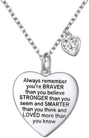 img 4 attached to 🎁 FLYOW Sterling Silver Heart Pendant Necklace: Inspiring Bravery, Perfect Gift for Daughter from Mom and Dad