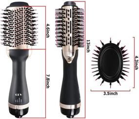 img 1 attached to 💇 QLV Hair Dryer Brush: 4-in-One Straightener Styler Volumizer – Salon Negative Ion Ceramic Hot Air Brush for Women (Black-Golden)