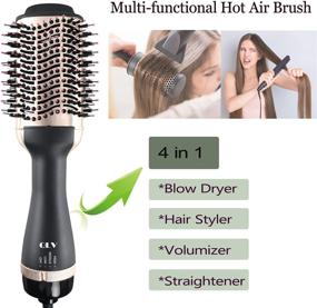 img 3 attached to 💇 QLV Hair Dryer Brush: 4-in-One Straightener Styler Volumizer – Salon Negative Ion Ceramic Hot Air Brush for Women (Black-Golden)