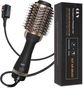 img 4 attached to 💇 QLV Hair Dryer Brush: 4-in-One Straightener Styler Volumizer – Salon Negative Ion Ceramic Hot Air Brush for Women (Black-Golden)