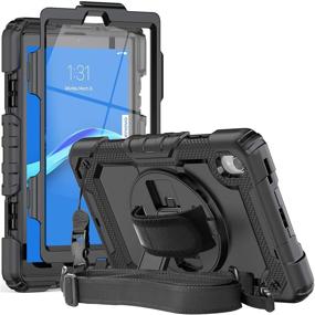 img 4 attached to 📱 Herize Case for Lenovo Tab M8 HD TB-8505F TB-8505X / Smart Tab M8 TB-8505FS/ Tab M8 FHD TB-8705F with Screen Pen Holder, Protective Rubber Case with Stand, Hand Strap, and Shoulder Strap, Including Screen Protector