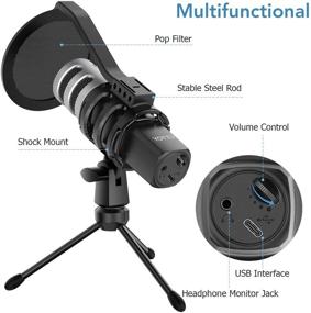 img 1 attached to 🎙️ YOTTO USB Microphone Kit: Professional 192KHz/24bit Studio Recording Mic for Clear Vocals, Voice Overs, Podcasting, Gaming, and Streaming – Includes Pop Filter, Tripod, and Shock Mount