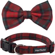 🐾 pet heroic adjustable plaid dog cat collar with grid bowtie: stylish and durable collars for small, medium, and large pets in 3 styles logo