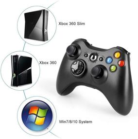 img 2 attached to 🎮 Oussirro Wireless Controller for Xbox 360 - 2.4GHZ Gamepad for PC, Windows 7,8,10 - Receiver Adapter Included, No Audio Jack - Black