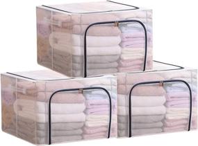 img 4 attached to 🧺 Organize Your Space with the Clothes Storage Bag 110L - Large Capacity Organizer for Blankets, Comforters, and More! (3 Pack)