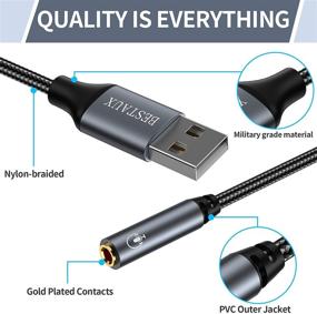 img 2 attached to 🎧 USB to Audio Jack Adapter - BESTAUX 2in1 External USB Sound Card for PC Windows 10 PS4 Laptop Mac - Supports Wire Control & CTIA OMTP Headphone TRRS Jack - 24Bit 96Khz