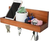 🔑 magnetic key shelf with ledge and mail organizer, mahogany, 12 inches l x 4 inches w логотип