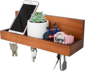 img 4 attached to 🔑 Magnetic Key Shelf with Ledge and Mail Organizer, Mahogany, 12 inches L x 4 inches W