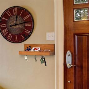 img 1 attached to 🔑 Magnetic Key Shelf with Ledge and Mail Organizer, Mahogany, 12 inches L x 4 inches W