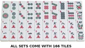 img 1 attached to 🀄 Premium American Mah Jongg Set - 166 White Tiles, 4 Rack/Pushers, Blue Canvas Bag