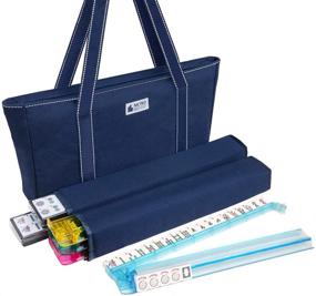 img 4 attached to 🀄 Premium American Mah Jongg Set - 166 White Tiles, 4 Rack/Pushers, Blue Canvas Bag