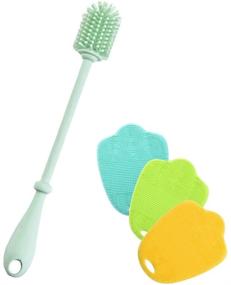 img 4 attached to 🧽 3+1 Pack Silicone Dish Scrubber Set - Sponge Brush for Dish and Cup Cleaning, Dishwasher Safe & Quick Drying