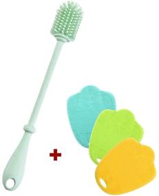 img 3 attached to 🧽 3+1 Pack Silicone Dish Scrubber Set - Sponge Brush for Dish and Cup Cleaning, Dishwasher Safe & Quick Drying