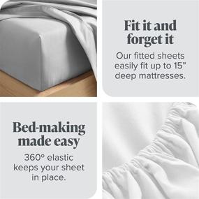 img 2 attached to 🛏️ Bare Home Queen Fitted Sheet - Premium 1800 Microfiber - Ultra-Soft Wrinkle Free - Deep Pocket - Grey Queen Size Fitted Sheet