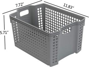 img 3 attached to Convenient Grey Plastic Storage Baskets with Handles - Set of 6