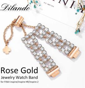 img 3 attached to 🌹 Dilando Bling Wristbands compatible with Fitbit Inspire 2/Fitbit Inspire HR/Fitbit Inspire Bands for Women, Metal Replacement Bracelet Accessories Strap with Rhinestones - Small/Large - Rose Gold