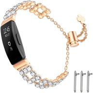🌹 dilando bling wristbands compatible with fitbit inspire 2/fitbit inspire hr/fitbit inspire bands for women, metal replacement bracelet accessories strap with rhinestones - small/large - rose gold logo