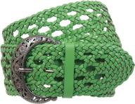 🏻 stylish wide perforated braided leather women's accessories and belts - a perfect fashion statement! logo