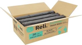 img 3 attached to 🌱 Eco-Friendly Recyclable 55 Gallon Trash Bags (30 Count) by Reli. EcoStrong - Black Garbage Bags for 55-60 Gallon Capacity - Made from Recycled Material - Compatible with 50 Gal, 55 Gal, 60 Gal