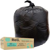 🌱 eco-friendly recyclable 55 gallon trash bags (30 count) by reli. ecostrong - black garbage bags for 55-60 gallon capacity - made from recycled material - compatible with 50 gal, 55 gal, 60 gal logo