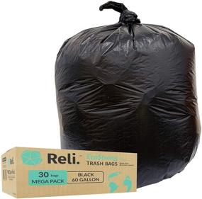 img 4 attached to 🌱 Eco-Friendly Recyclable 55 Gallon Trash Bags (30 Count) by Reli. EcoStrong - Black Garbage Bags for 55-60 Gallon Capacity - Made from Recycled Material - Compatible with 50 Gal, 55 Gal, 60 Gal