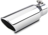 💨 high-performance 3" inlet exhaust tip, lcgp 3x4x12, stainless steel polished bolt-on diesel tailpipe tip logo