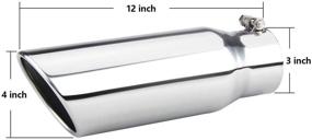 img 3 attached to 💨 High-Performance 3" Inlet Exhaust Tip, LCGP 3x4x12, Stainless Steel Polished Bolt-On Diesel Tailpipe Tip