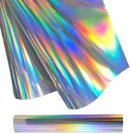 🌈 holographic heat transfer vinyl roll 12x5 ft - iron-on htv vinyl for t-shirts diy & fabrics, holographic silver logo