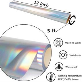 img 3 attached to 🌈 Holographic Heat Transfer Vinyl Roll 12x5 ft - Iron-On HTV Vinyl for T-Shirts DIY & Fabrics, Holographic Silver