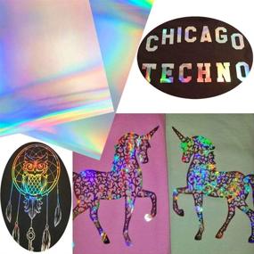 img 2 attached to 🌈 Holographic Heat Transfer Vinyl Roll 12x5 ft - Iron-On HTV Vinyl for T-Shirts DIY & Fabrics, Holographic Silver