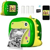 📷 gemgucar kids wifi instant print camera - dual lens digital camera for 3-12 years old | zero ink, 1080p video, 12mp selfie camera with print paper & 32g tf card - green logo