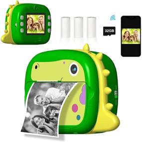 img 4 attached to 📷 Gemgucar Kids WiFi Instant Print Camera - Dual Lens Digital Camera for 3-12 Years Old | Zero Ink, 1080p Video, 12MP Selfie Camera with Print Paper & 32G TF Card - Green