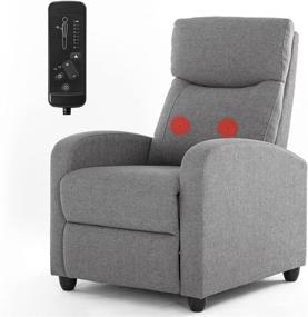 img 1 attached to 🪑 Light Grey Fabric Recliner Chair - Bedroom Massage Sofa Chair, Living Room Recliner, Home Theater Seating