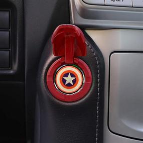 img 4 attached to 🚀 Iron Man 3D Anime Car Auto Start Button Cover with Protective Shield and Stickers – Anti-Scratch Engine Start Stop Button Switch Cover