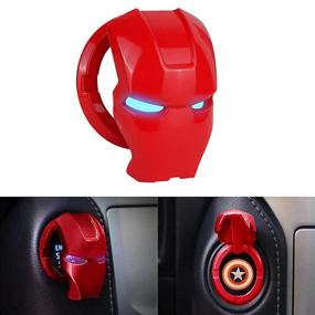 img 1 attached to 🚀 Iron Man 3D Anime Car Auto Start Button Cover with Protective Shield and Stickers – Anti-Scratch Engine Start Stop Button Switch Cover