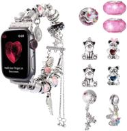 💎 konafei apple watch bands 40/41/38mm 44/45/42mm, diy jewelry iwatch series 7/6/5/4/3/2/se bracelet strap with bling rhinestone sparkling beads, gift for women girls (silver, 41/40/38mm) logo