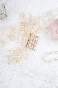 img 2 attached to 💍 Denifery Handmade Bridal Pearl Hair Comb - Elegant Headpiece and Wedding Accessory with Pearl Jewelry - Golden Bridal Hairpiece, Comb, Tiara, and Headdress for Prom or Wedding