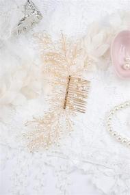 img 1 attached to 💍 Denifery Handmade Bridal Pearl Hair Comb - Elegant Headpiece and Wedding Accessory with Pearl Jewelry - Golden Bridal Hairpiece, Comb, Tiara, and Headdress for Prom or Wedding